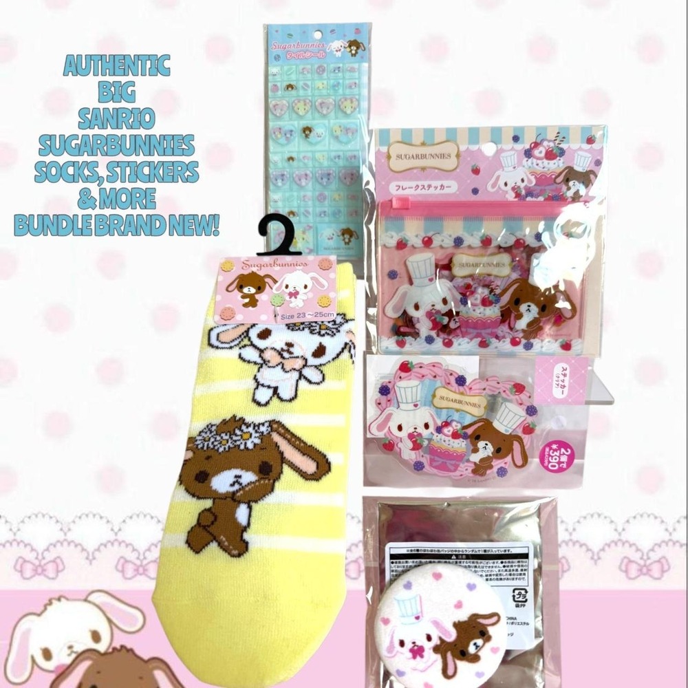 AUTHENTIC SUGARBUNNIES SOCKS STICKER & MORE BUNDLE NEW!